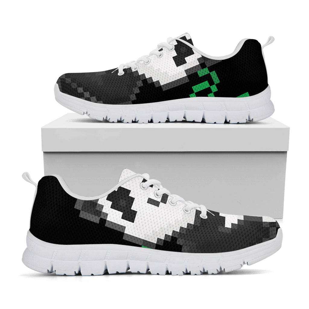 8-Bit Pixel Panda Print White Running Shoes