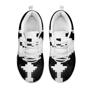 8-Bit Pixel Panda Print White Running Shoes