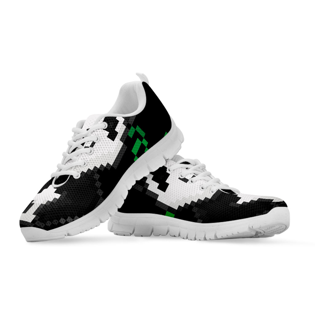 8-Bit Pixel Panda Print White Running Shoes