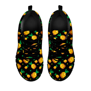 8-Bit Pixel Pineapple Print Black Running Shoes