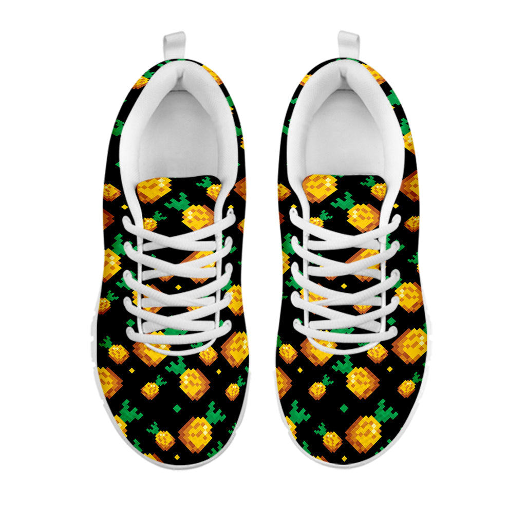 8-Bit Pixel Pineapple Print White Running Shoes