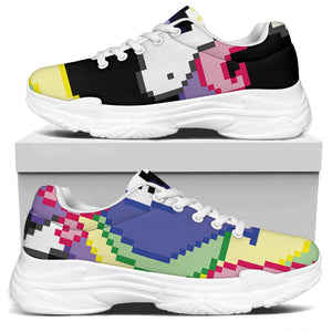 8-Bit Pixel Unicorn Print White Chunky Shoes