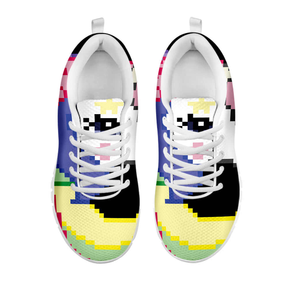8-Bit Pixel Unicorn Print White Running Shoes
