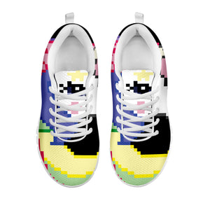 8-Bit Pixel Unicorn Print White Running Shoes