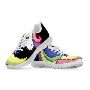 8-Bit Pixel Unicorn Print White Running Shoes
