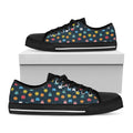 8-Bit Video Game Monsters Pattern Print Black Low Top Sneakers