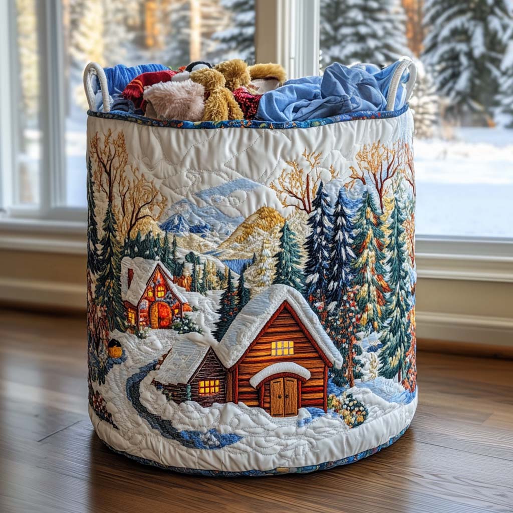 Alpine Glow Quilted Laundry Basket Merch For Family