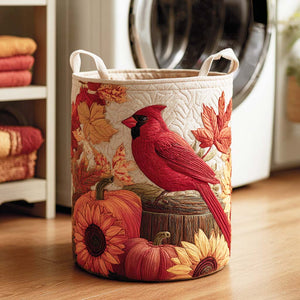 Amber Cardinal Quilted Laundry Basket Holiday Season Merch