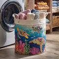 Aqua Turtle Haven Quilted Laundry Basket Thoughtful Housewarming Gift