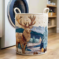 Arctic Deer Twilight Quilted Laundry Basket Merch For Kids