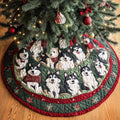 Arctic Husky Christmas Quilted Tree Skirt Cozy Holiday Tree Skirt to Brighten Your Home