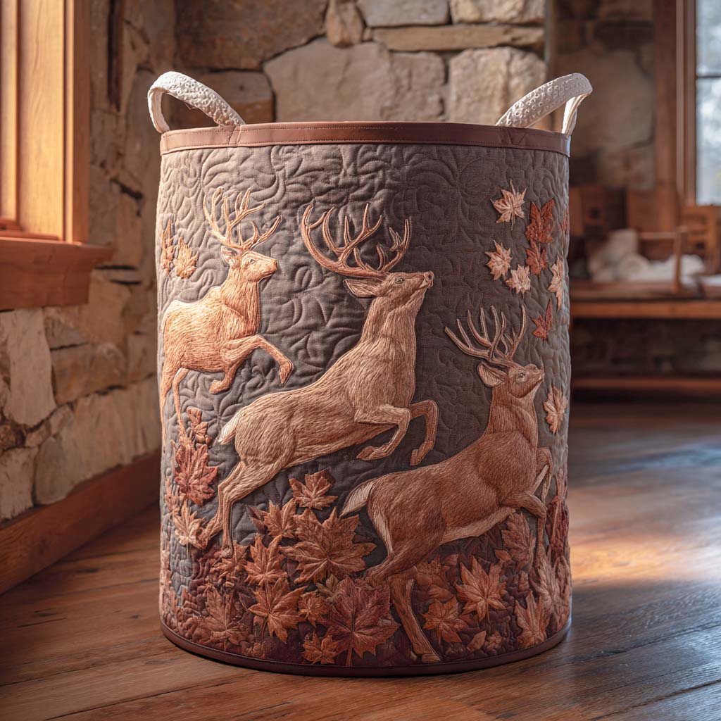 Autumn Antlers Quilted Laundry Basket Valentine’s Day Merch Gift