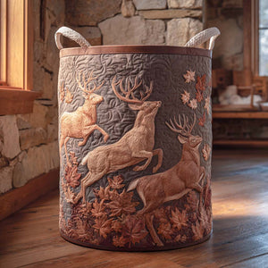 Autumn Antlers Quilted Laundry Basket Valentine’s Day Merch Gift