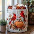 Autumn Cardinal Glow Quilted Laundry Basket Holiday Season Merch
