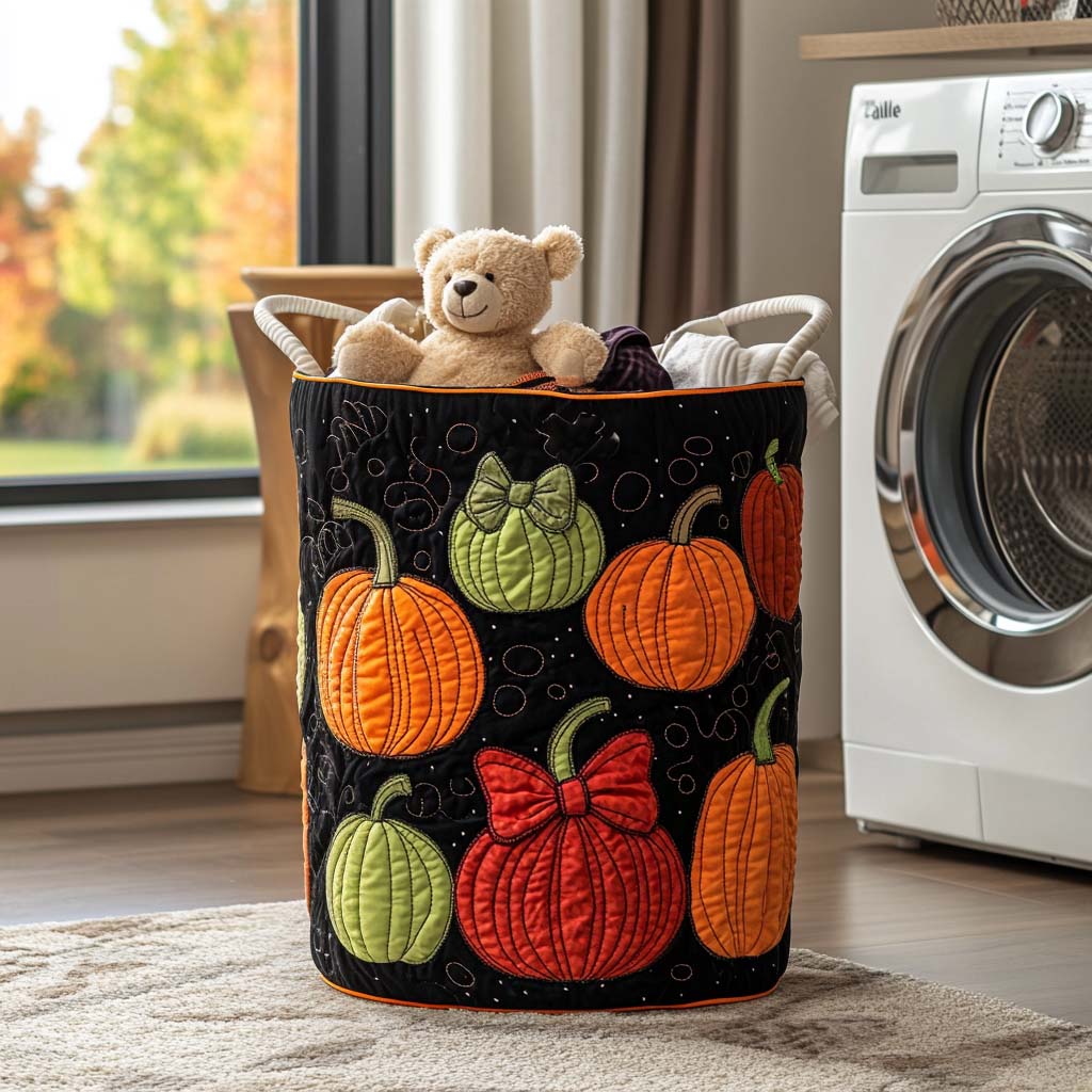 Autumn Delight Quilted Laundry Basket Holiday Merch Gift