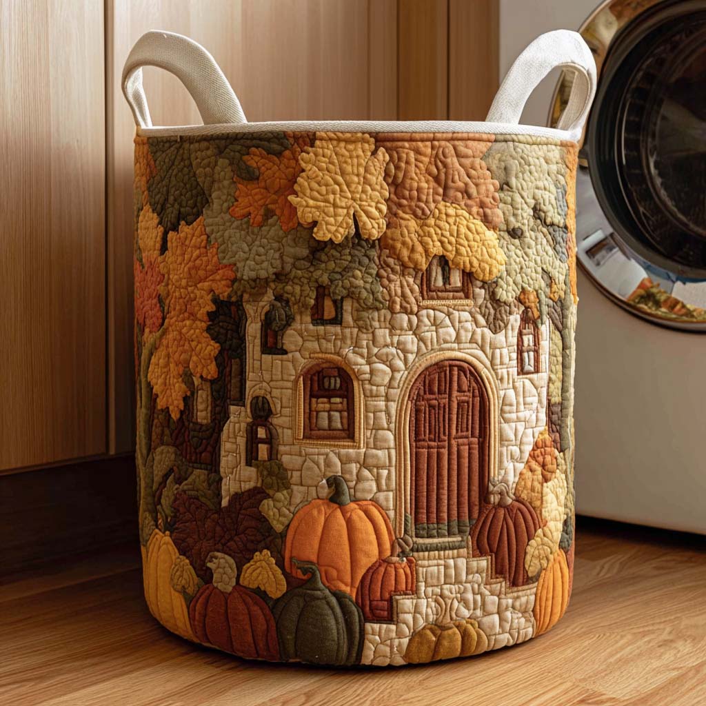 Autumn Leaves Dance Quilted Laundry Basket Merch For Home And Living
