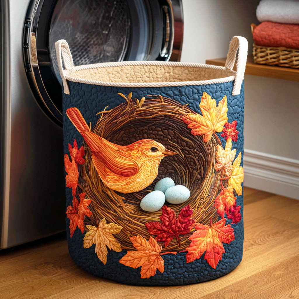 Autumn Nest Quilted Laundry Basket Merch For Mom