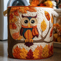Autumn Owl Glow Quilted Laundry Basket Holiday Season Merch