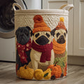 Autumn Pug Crew Quilted Laundry Basket Birthday Merch Gift
