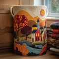 Autumn Town Quilted Laundry Basket Creative Gift For Family