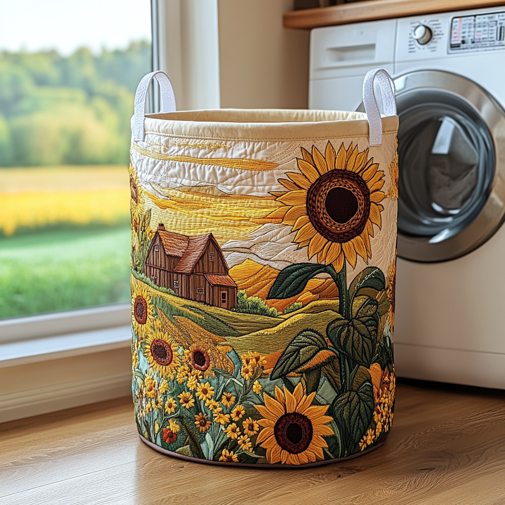 Barn Meadow Quilted Laundry Basket Merch For Friends