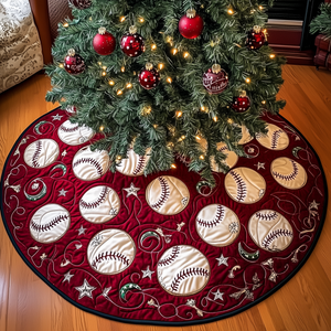 Baseball Ornament Quilted Tree Skirt Brings Holiday Spirit To Every Home