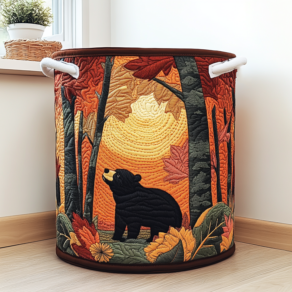 Bear Haven Quilted Laundry Basket Perfect Gift For Your House