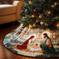 Bethlehem Eve Christmas Quilted Tree Skirt Trending Christmas Tree Skirt Merch 2025