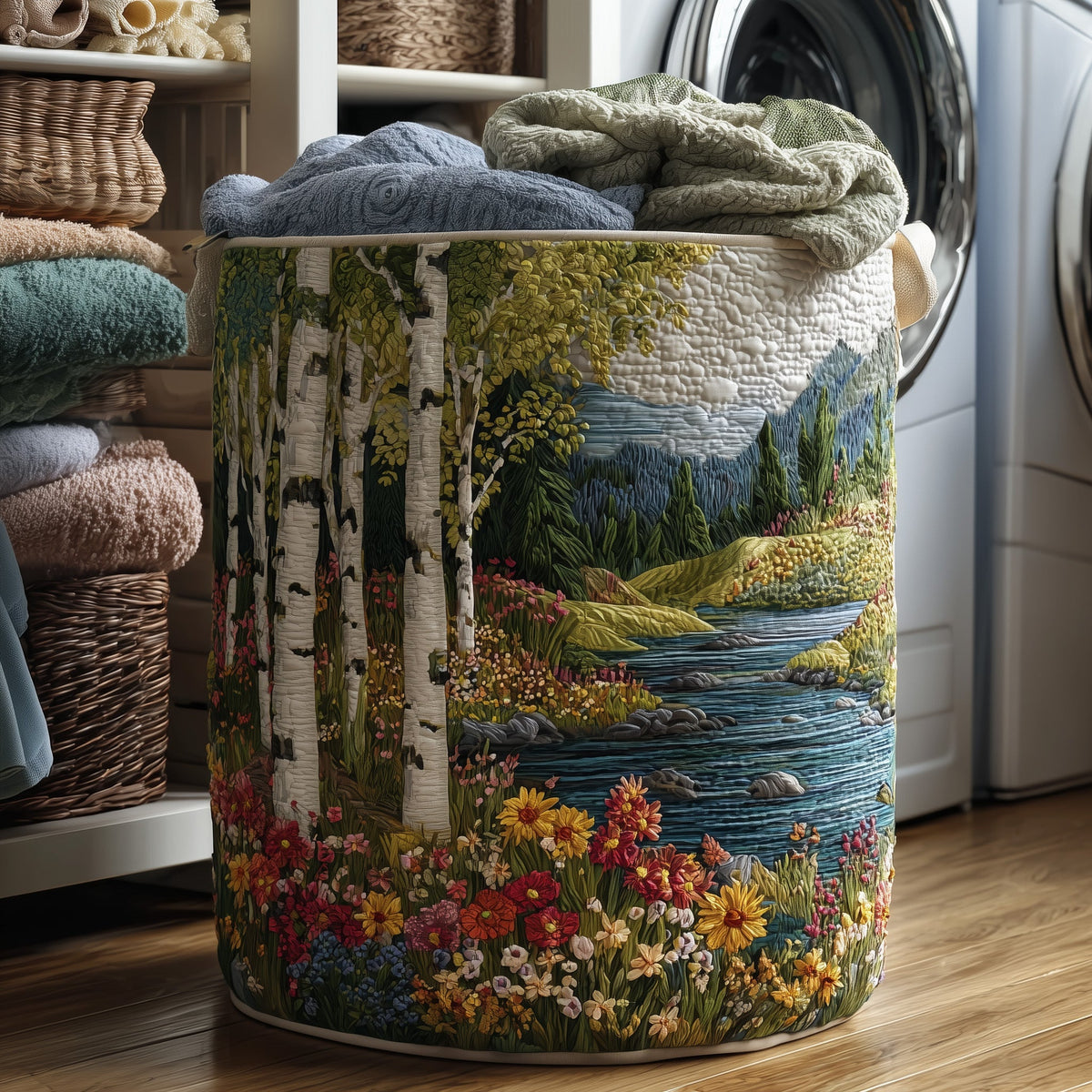 Birch Forest Quilted Laundry Basket Fall Merch Pick