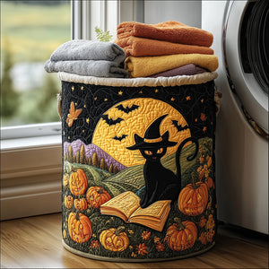 Black Cat Magic Quilted Laundry Basket Merch For Cozy Nights