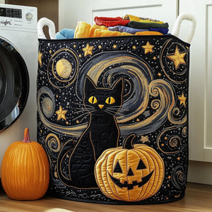 Black Cat Quilted Laundry Basket Winter Merch Essentials