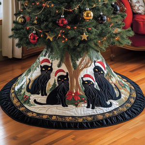 Black Holiday Cat Quilted Tree Skirt Spring Merch Pick
