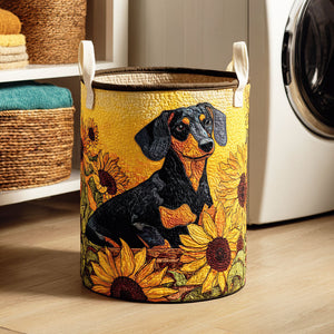Blooming Dachshund Quilted Laundry Basket Merch For Kids