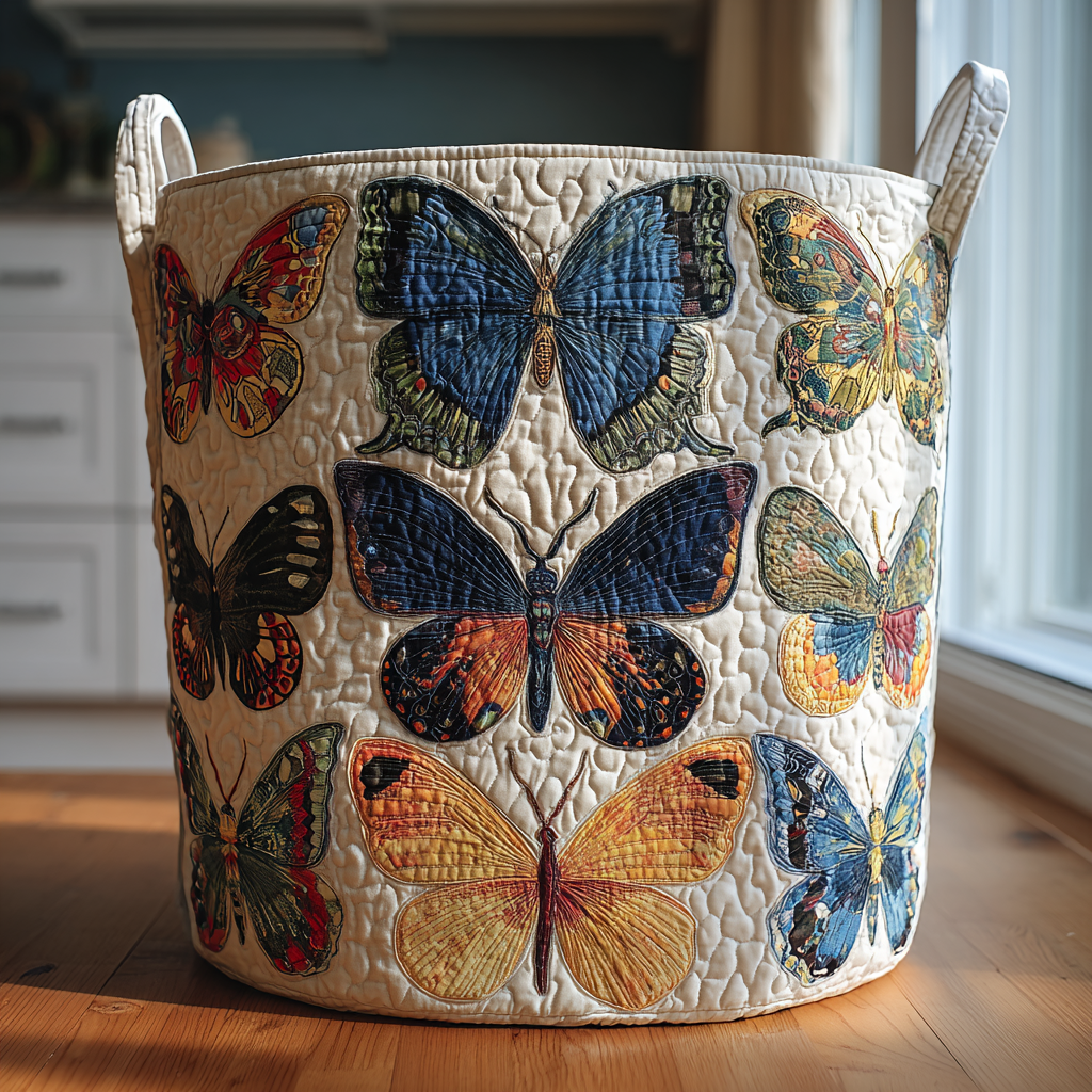 Blossom Flight Quilted Laundry Basket Perfect Gift For Apartment Living