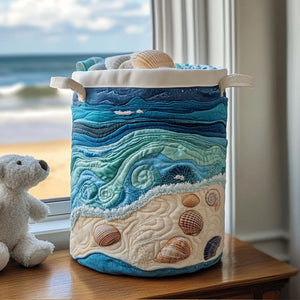 Blue Ocean Calm Quilted Laundry Basket Top Choice For Housewarming