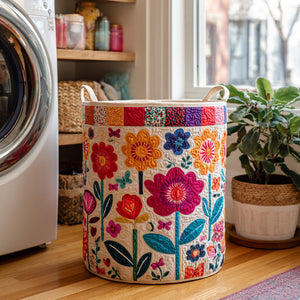 Boho Garden Quilted Laundry Basket Valentine’s Day Merch Gift
