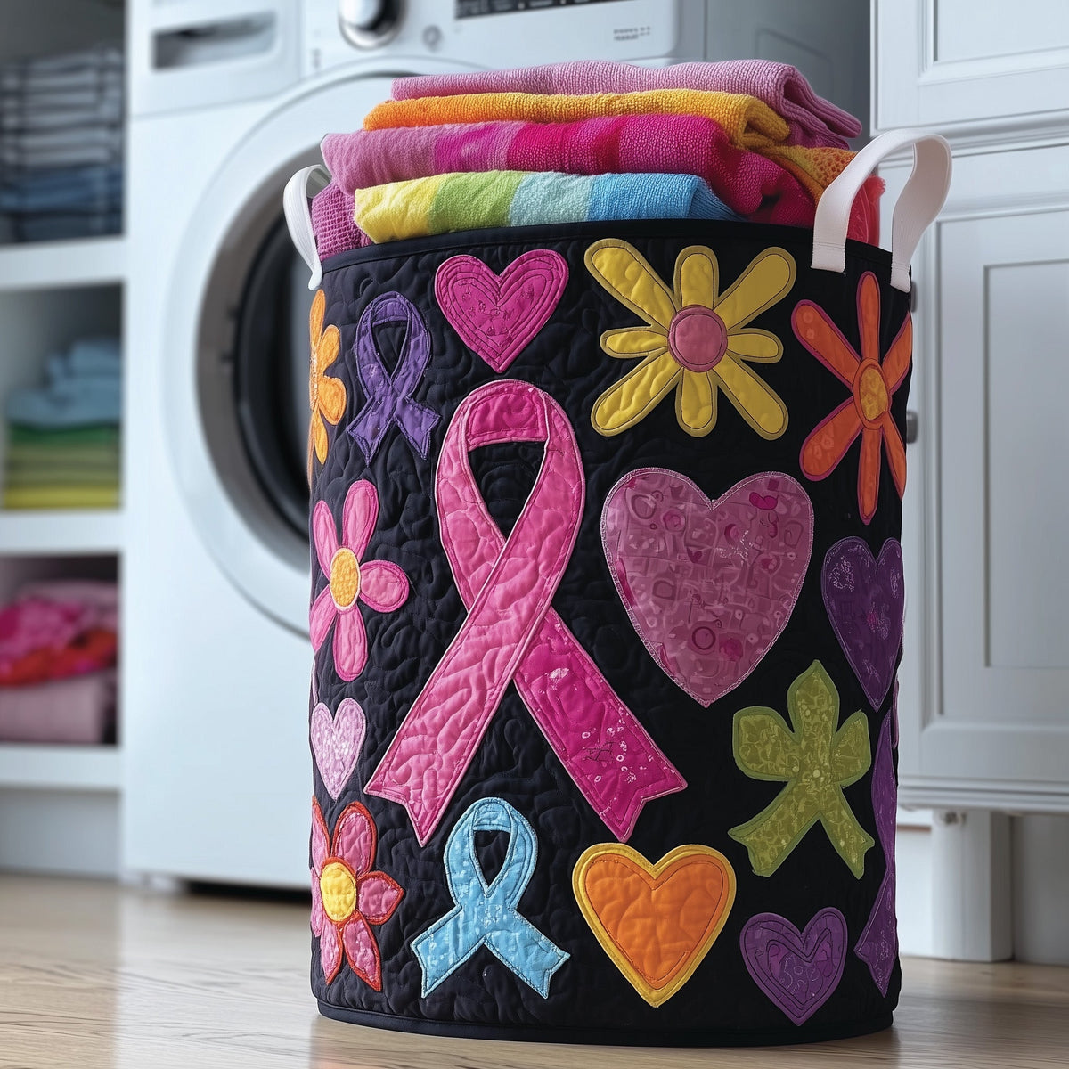 Breast Cancer Quilted Laundry Basket Graduation Merch Gift