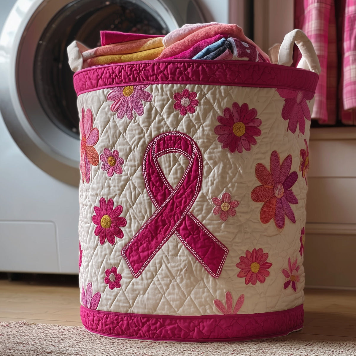 Breast Cancer Quilted Laundry Basket Mother’s Day Merch Gift