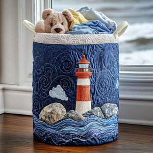 Bright Shoreline Beacon Quilted Laundry Basket Perfect Gift For College Dorm