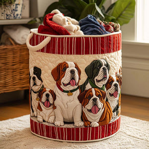 Bulldog Chill Zone Quilted Laundry Basket Valentine’s Day Merch Gift