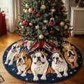 Bulldog Christmas Charm Christmas Quilted Tree Skirt Lovely Holiday Tree Skirt for Festive Vibes