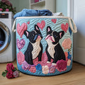 Bulldog Couple Quilted Laundry Basket Unique Gift For Laundry Lovers