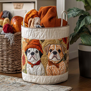 Bulldog Cozy Mood Quilted Laundry Basket Father’s Day Merch Gift