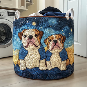 Bulldog Friends Quilted Laundry Basket Excellent Gift For Her