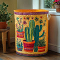 Cactus Fiesta Quilted Laundry Basket Thoughtful Housewarming Gift