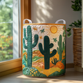Cactus Glow Quilted Laundry Basket Summer Merch Vibes