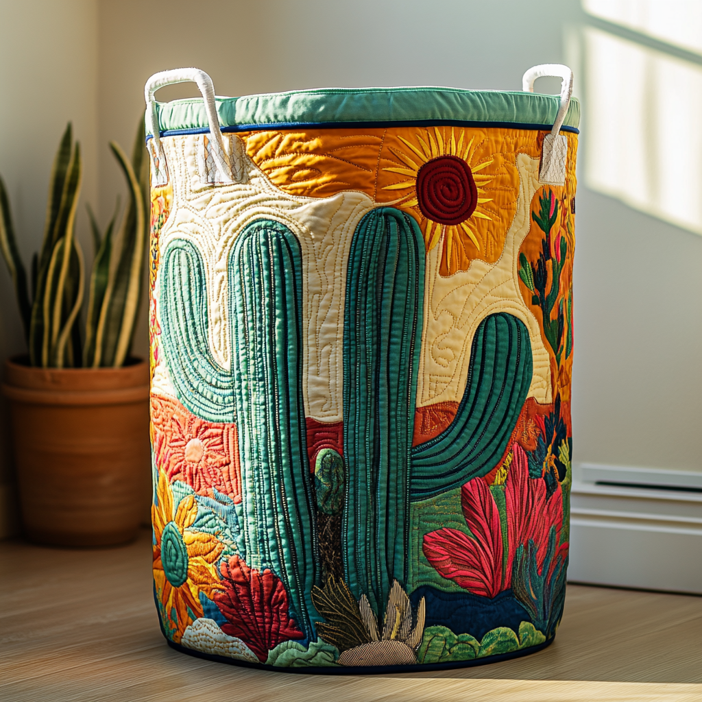 Cactus Sunset Quilted Laundry Basket Fall Merch Pick