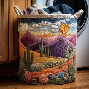 Cactus Sunset Quilted Laundry Basket Ideal Present For Newlyweds(1)