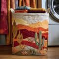 Cactus Sunset Quilted Laundry Basket Merch For Home And Living