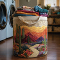 Cactus Sunset Quilted Laundry Basket Winter Merch Essentials